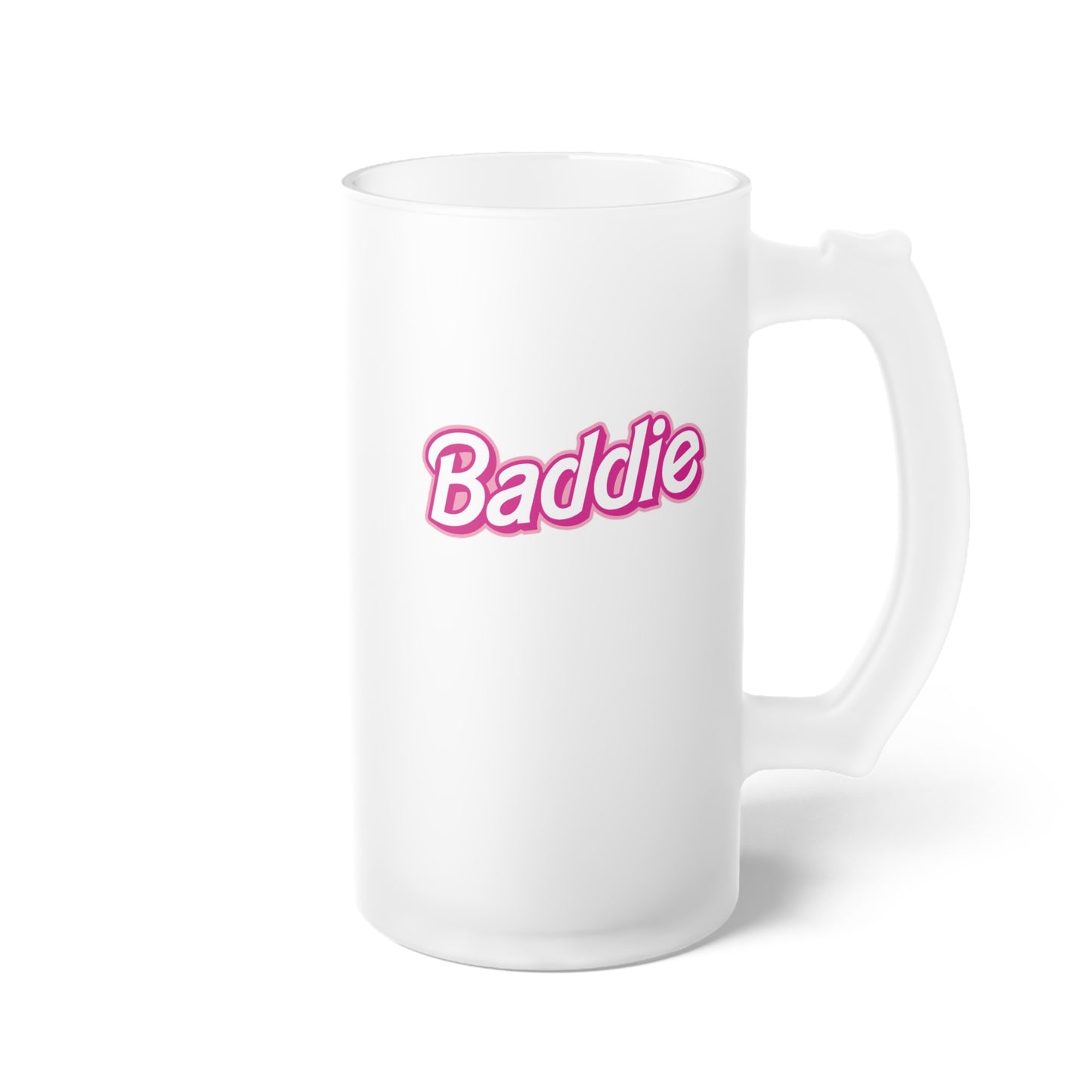 Pink Baddie-Frosted Glass Beer Mug, 16oz