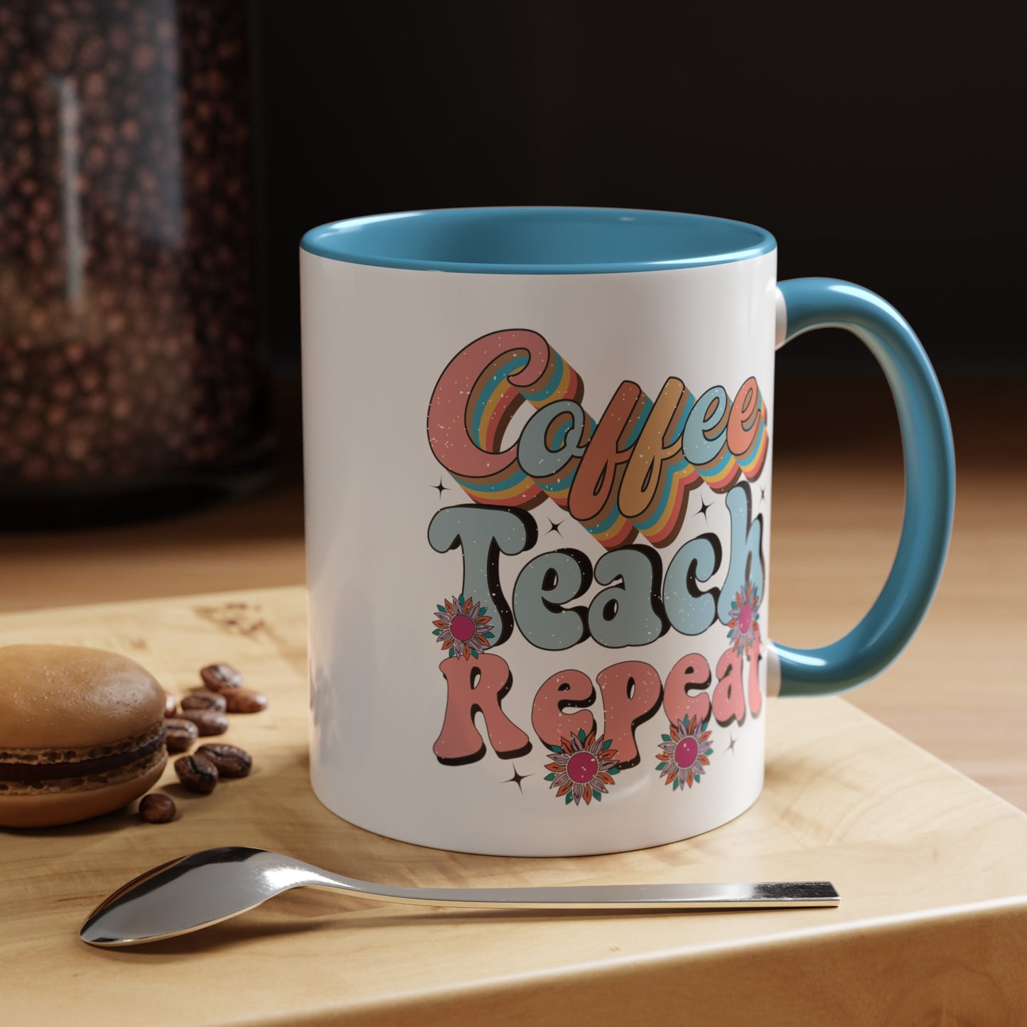 Coffee-Teach-Repeat-Accent Coffee Mug (11, 15oz)