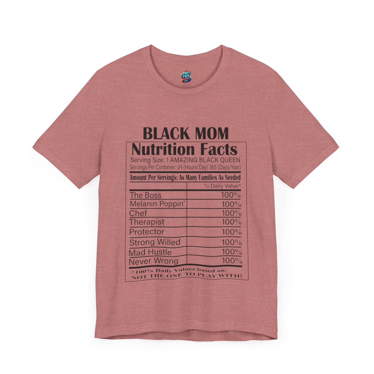 Black Mom Nutritional Facts-Jersey Knit T-Shirt