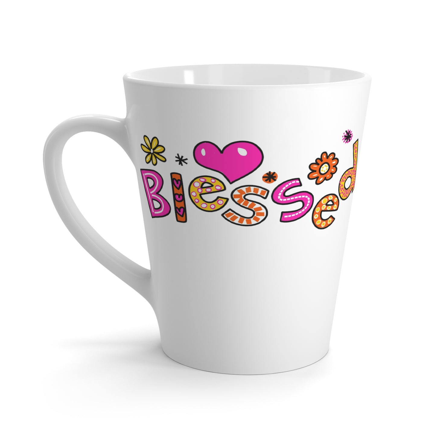 Blessed Flowers-Latte Mug, 12oz