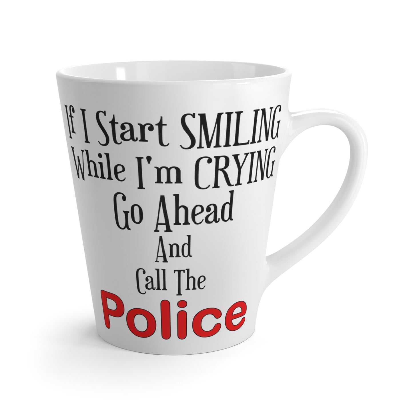 Smiling-Crying-Latte Mug, 12oz