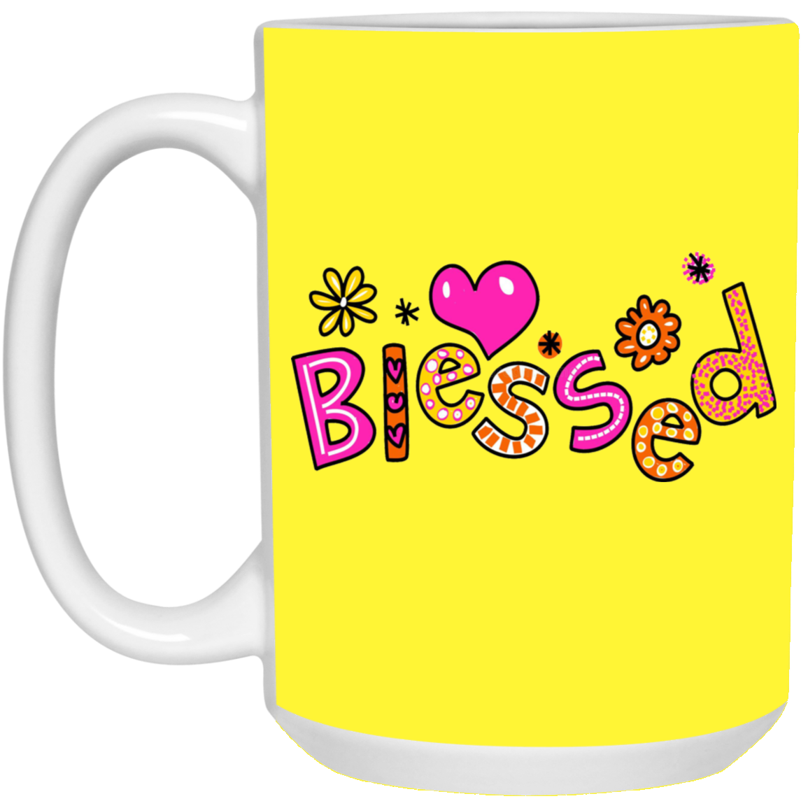 Blessed Flowers-15oz White Mug
