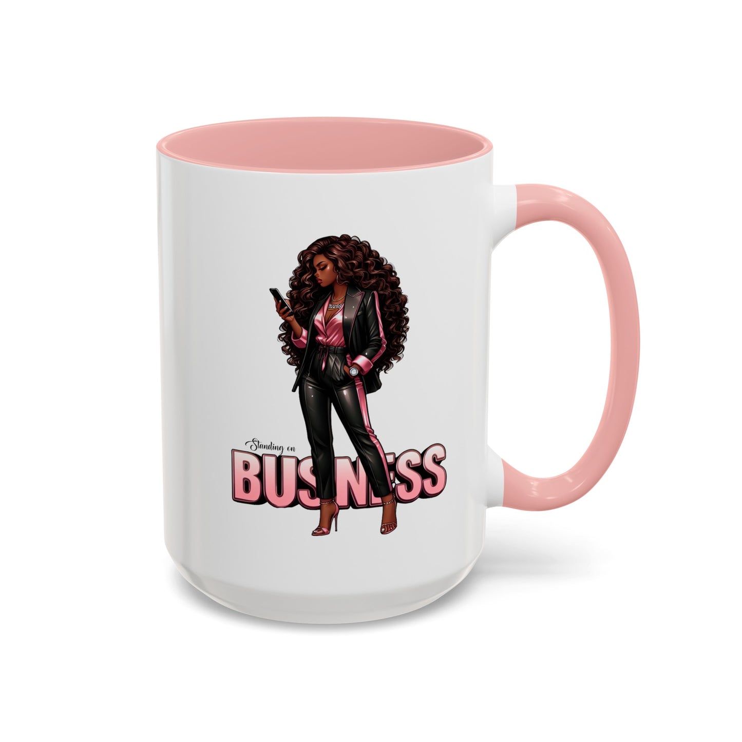 Standing on Business-Black Woman-Accent Coffee Mug (11, 15oz)