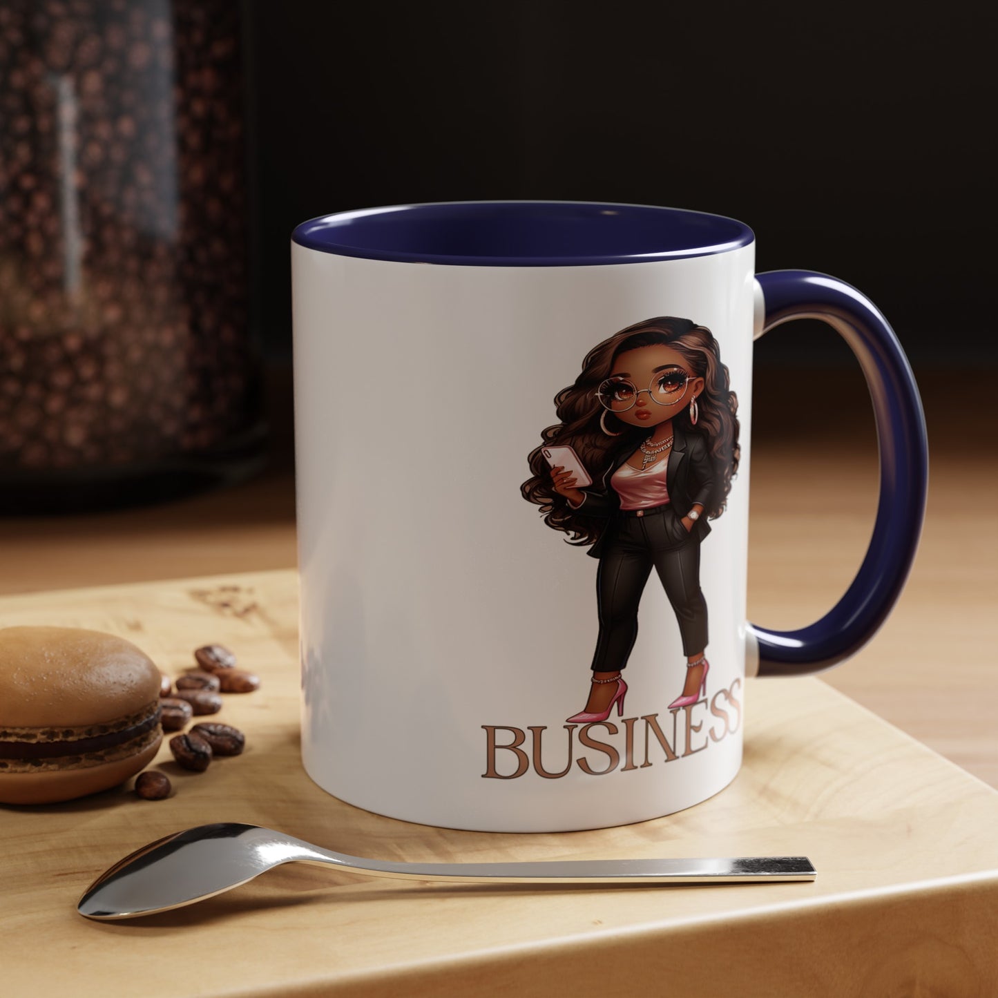 Standing on Business-Brown Woman-Accent Coffee Mug (11, 15oz)