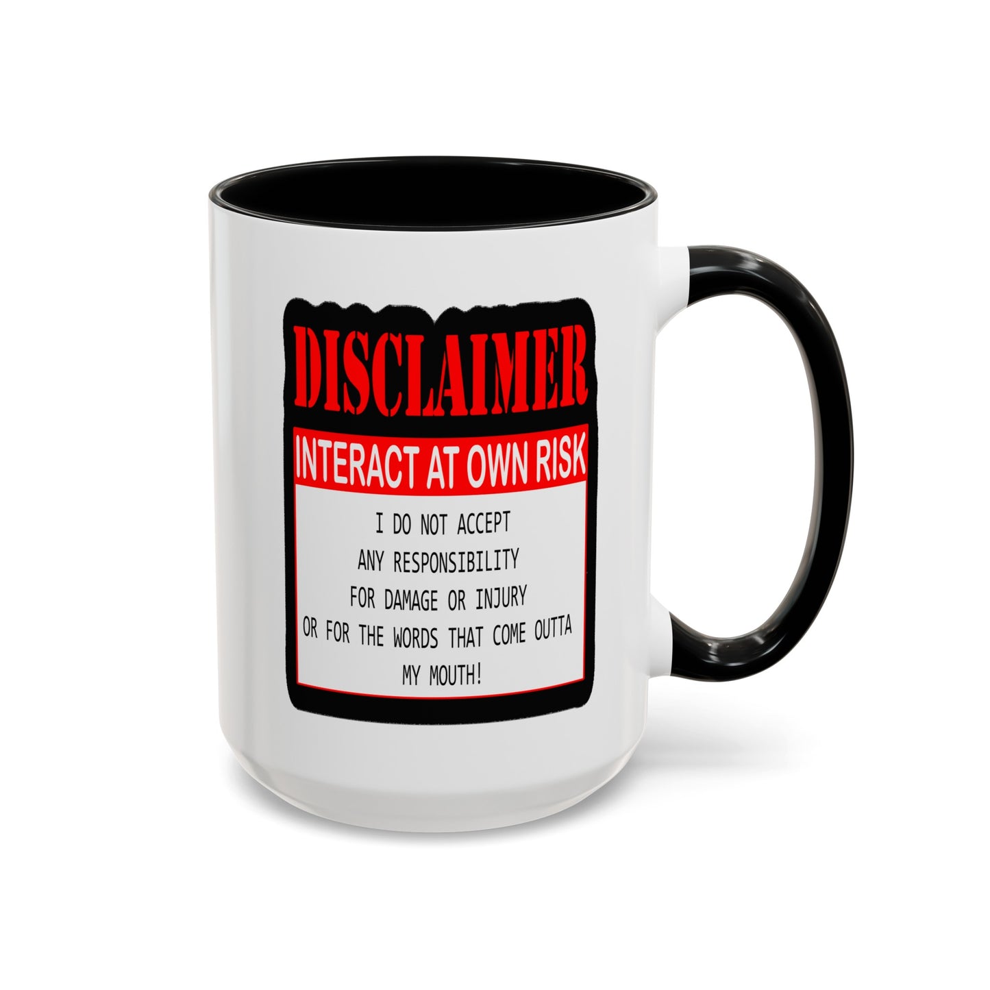 Interact at Own Risk-Accent Coffee Mug (11, 15oz)