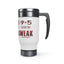 9 to 5-White Stainless Steel Travel Mug with Handle, 14oz