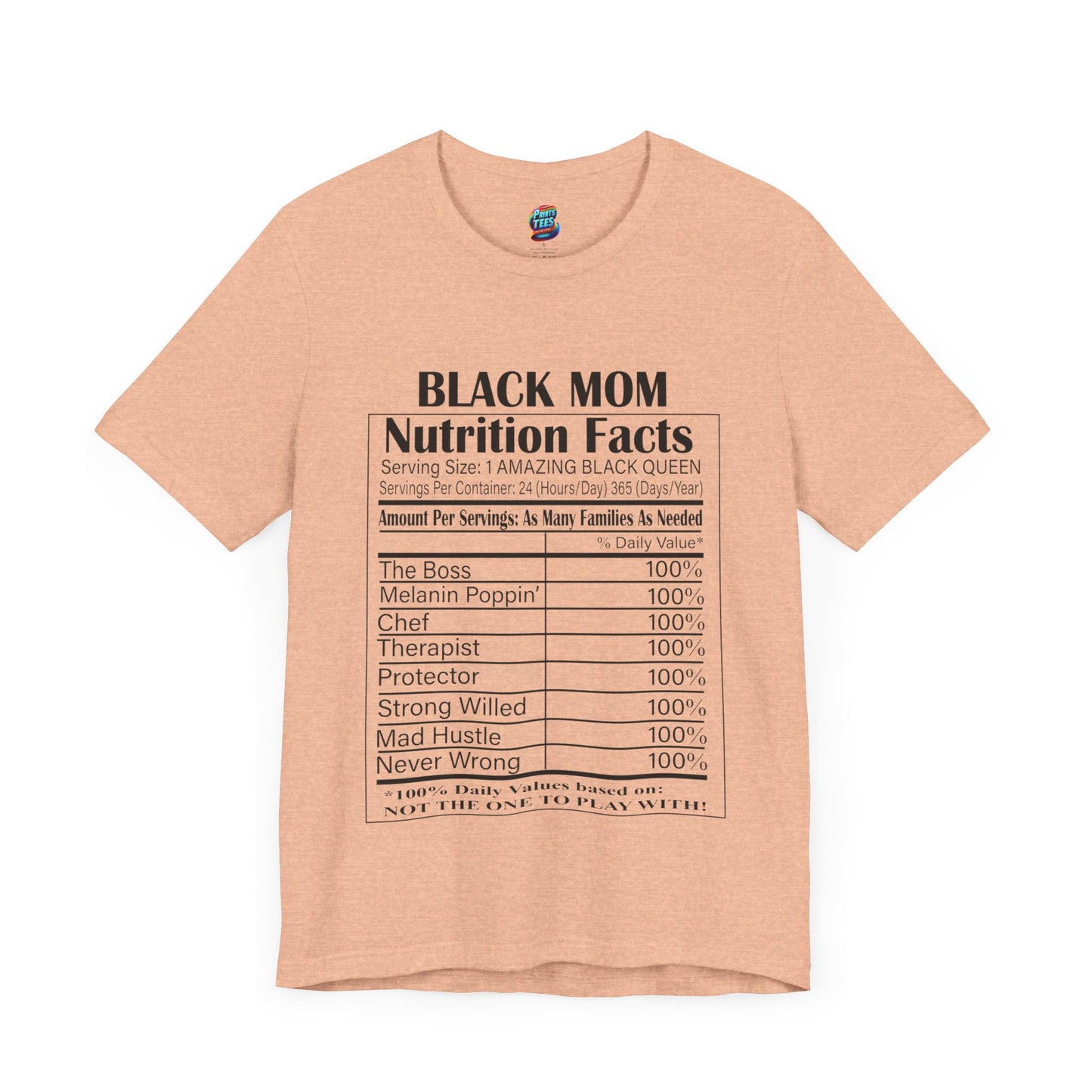 Black Mom Nutritional Facts-Jersey Knit T-Shirt