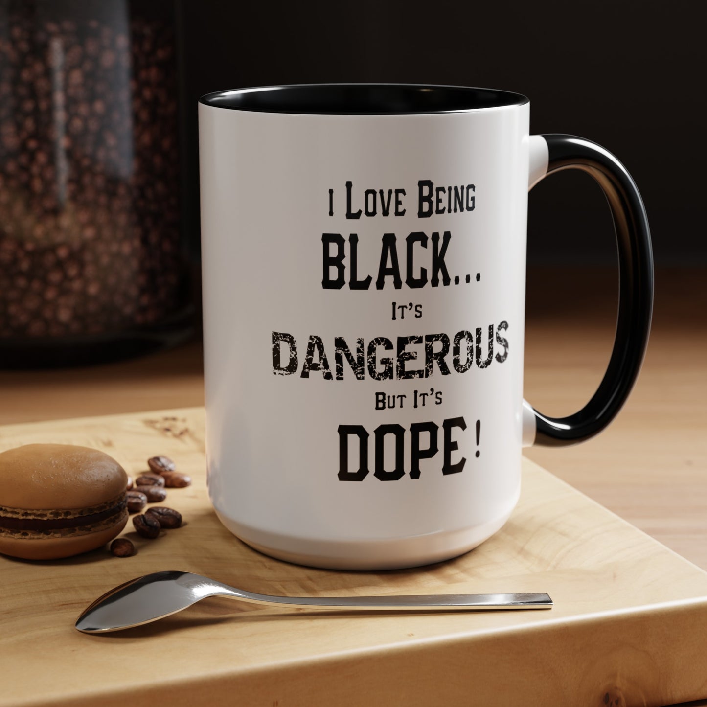 Black is Dangerous-Accent Coffee Mug (11, 15oz)