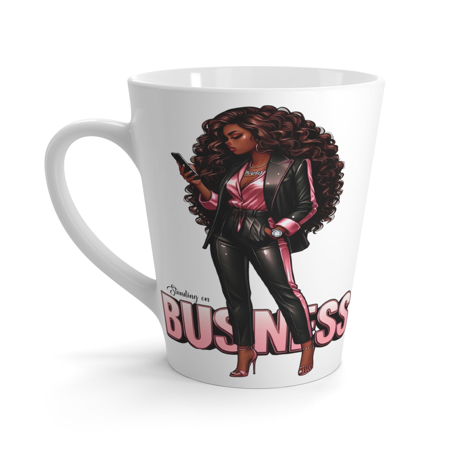 Standing on Business-Black Woman-Latte Mug, 12oz