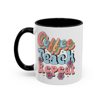 Coffee-Teach-Repeat-Accent Coffee Mug (11, 15oz)