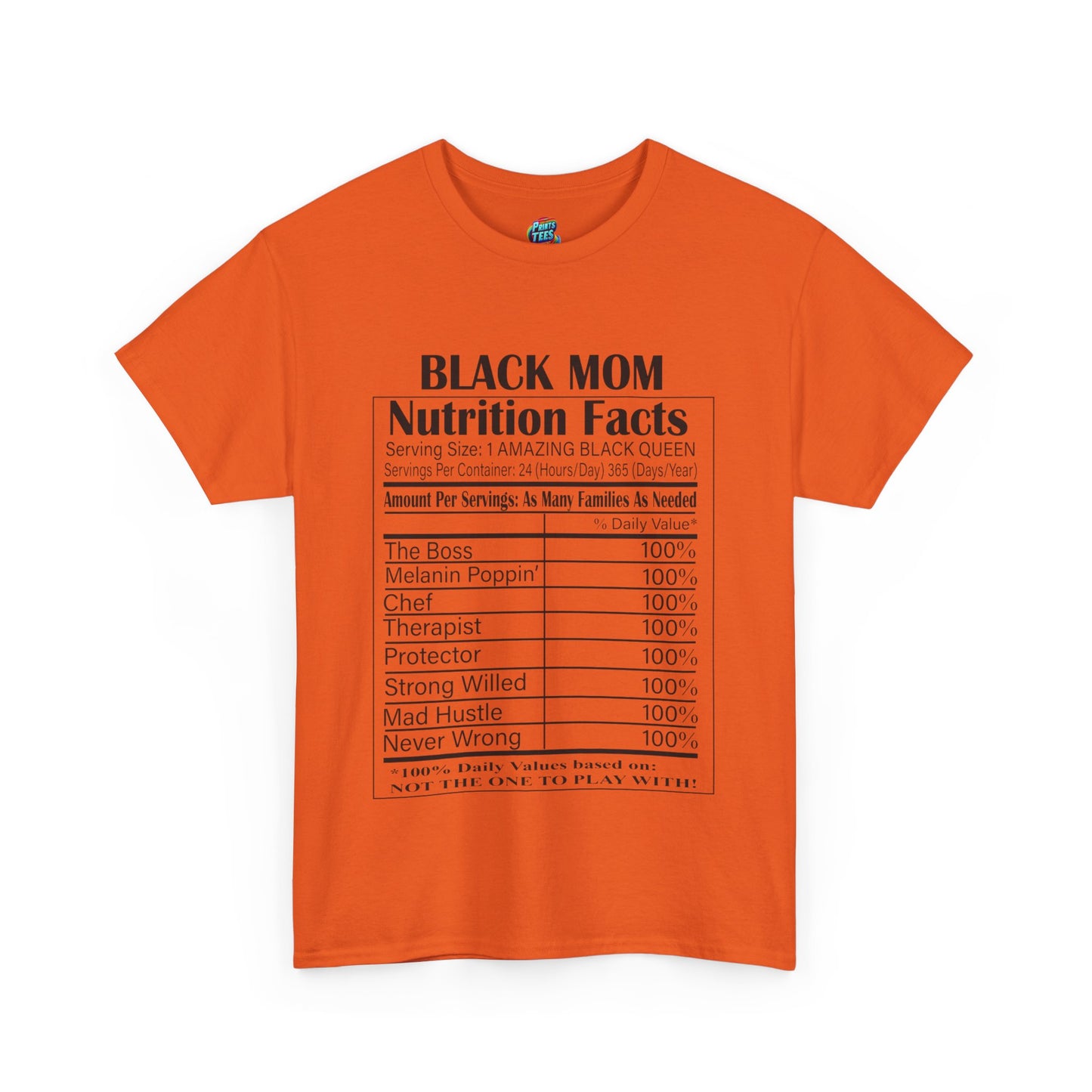 Black Mom Nutritional Facts-Heavy Cotton Classic Tee