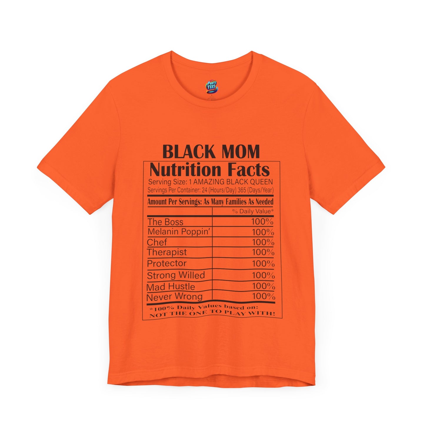 Black Mom Nutritional Facts-Jersey Knit T-Shirt