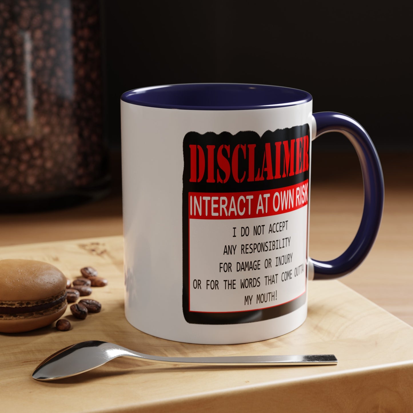 Interact at Own Risk-Accent Coffee Mug (11, 15oz)