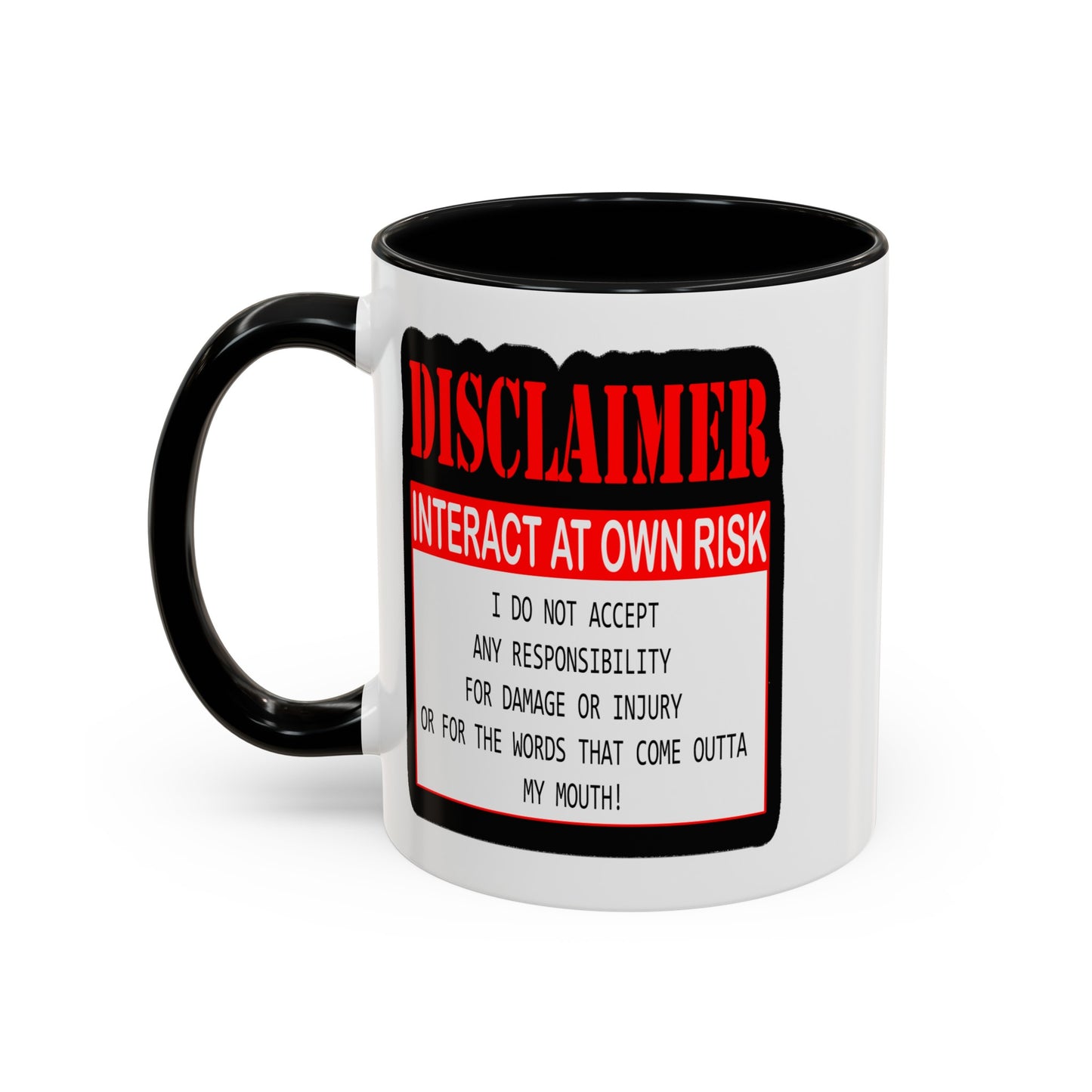 Interact at Own Risk-Accent Coffee Mug (11, 15oz)