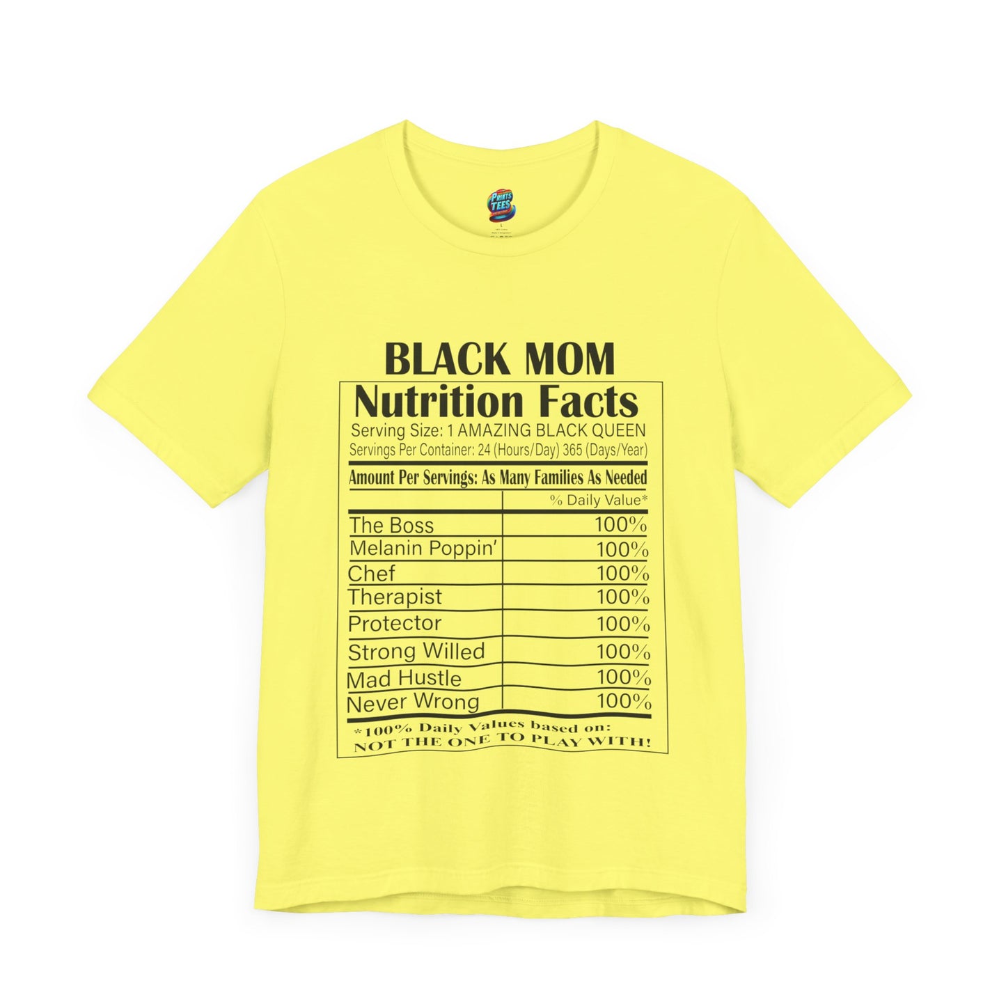 Black Mom Nutritional Facts-Jersey Knit T-Shirt