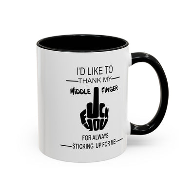 Fu(k You-Middle Finger-Accent Coffee Mug (11, 15oz)