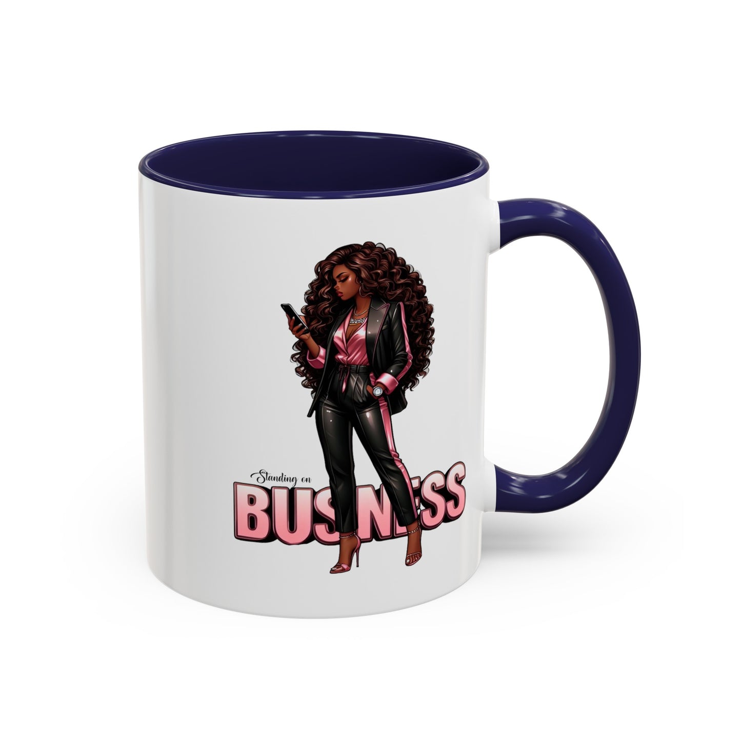 Standing on Business-Black Woman-Accent Coffee Mug (11, 15oz)