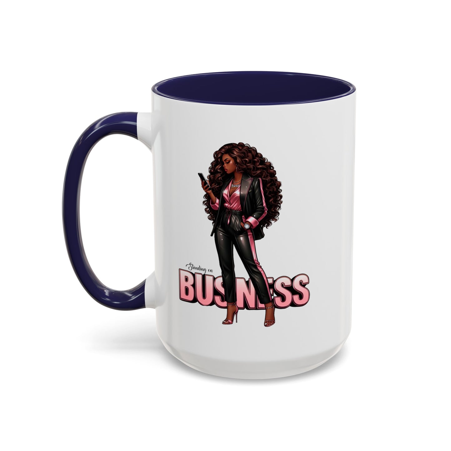 Standing on Business-Black Woman-Accent Coffee Mug (11, 15oz)