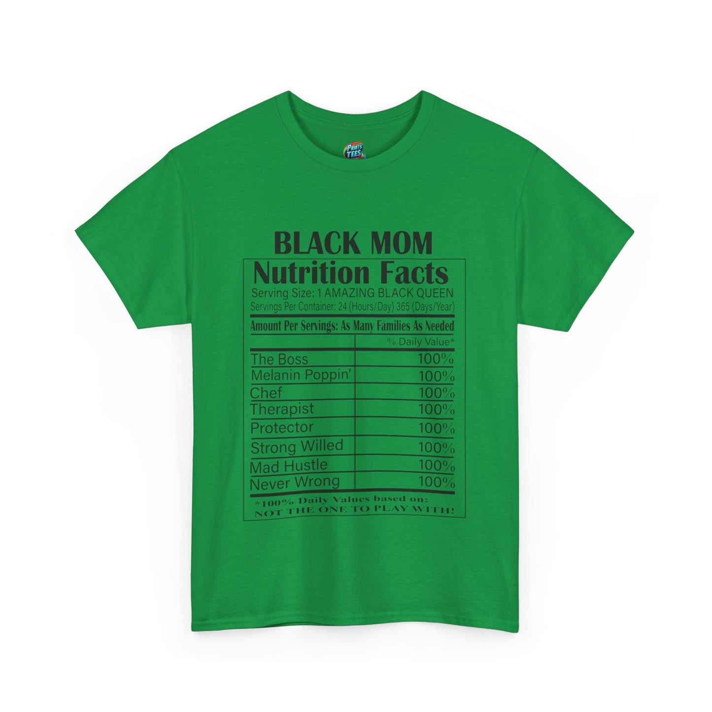 Black Mom Nutritional Facts-Heavy Cotton Classic Tee