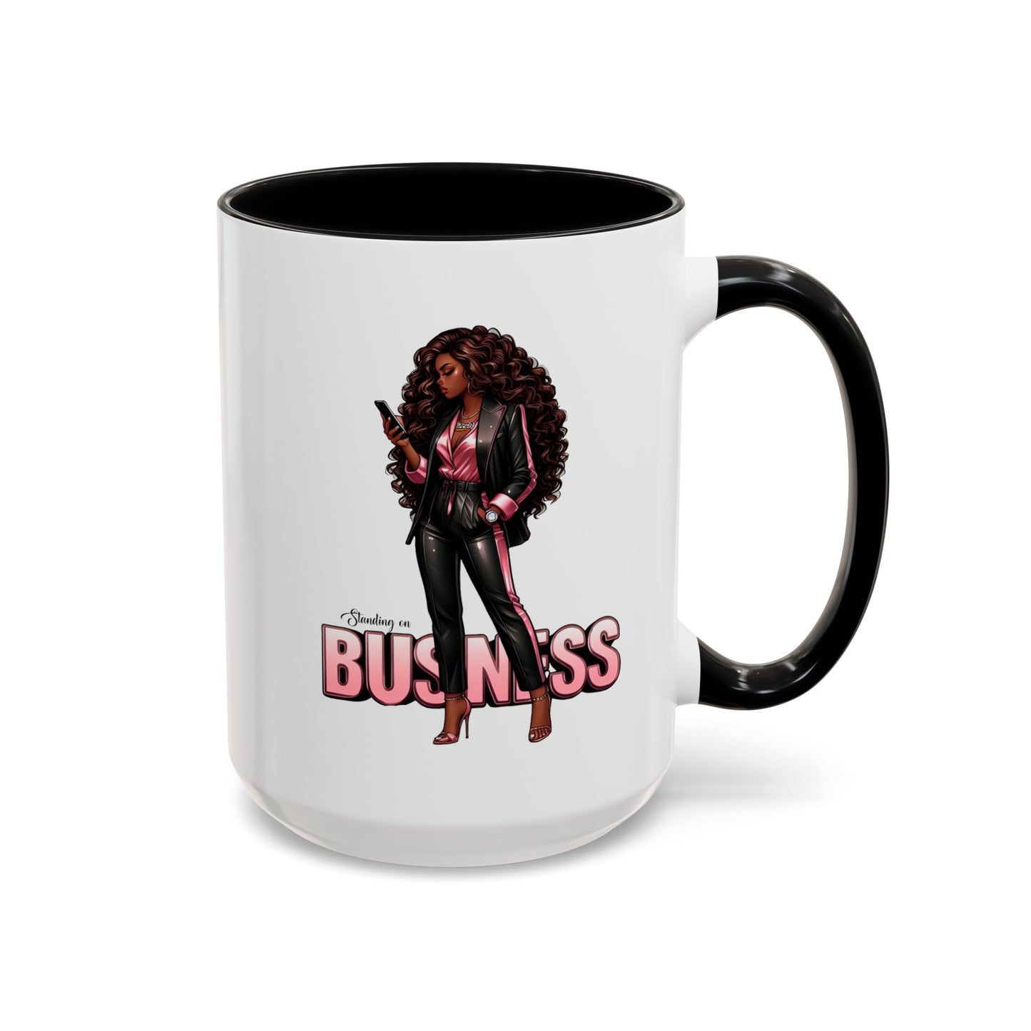 Standing on Business-Black Woman-Accent Coffee Mug (11, 15oz)