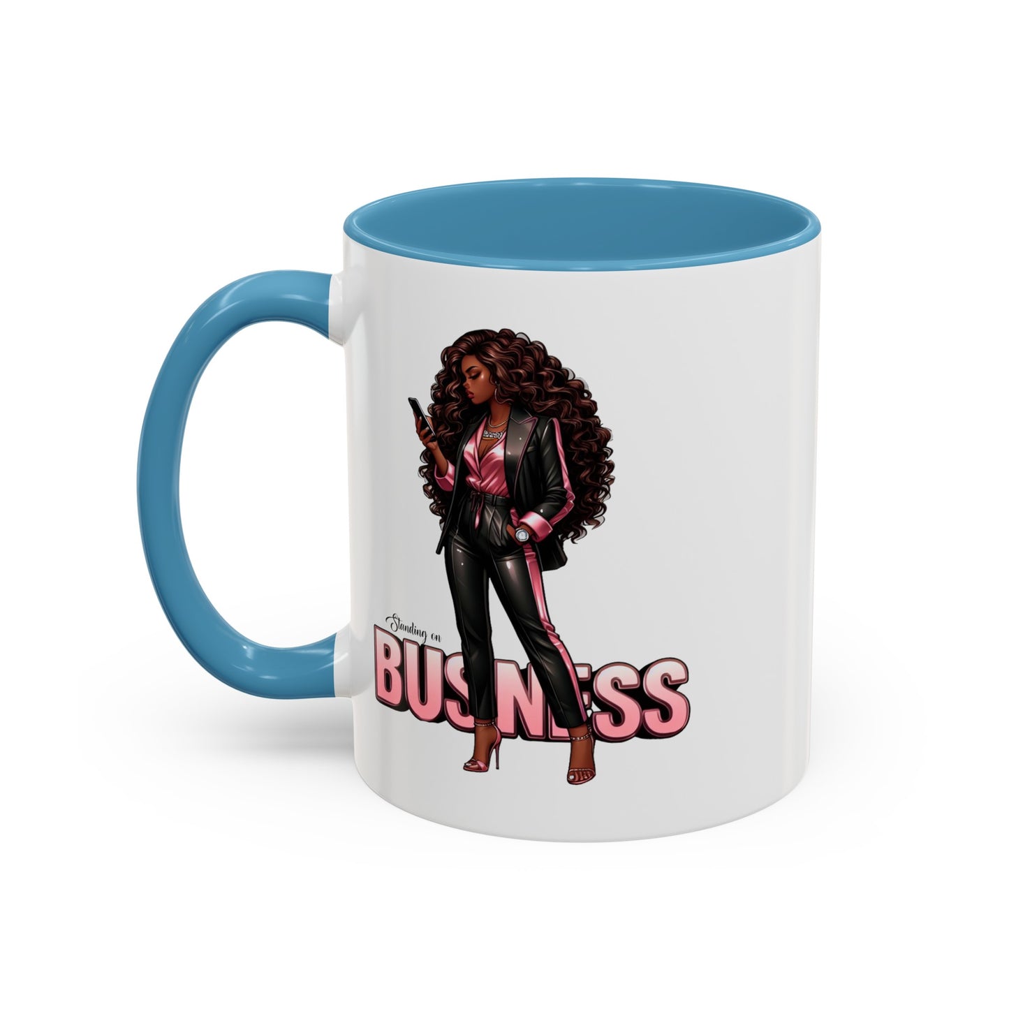 Standing on Business-Black Woman-Accent Coffee Mug (11, 15oz)