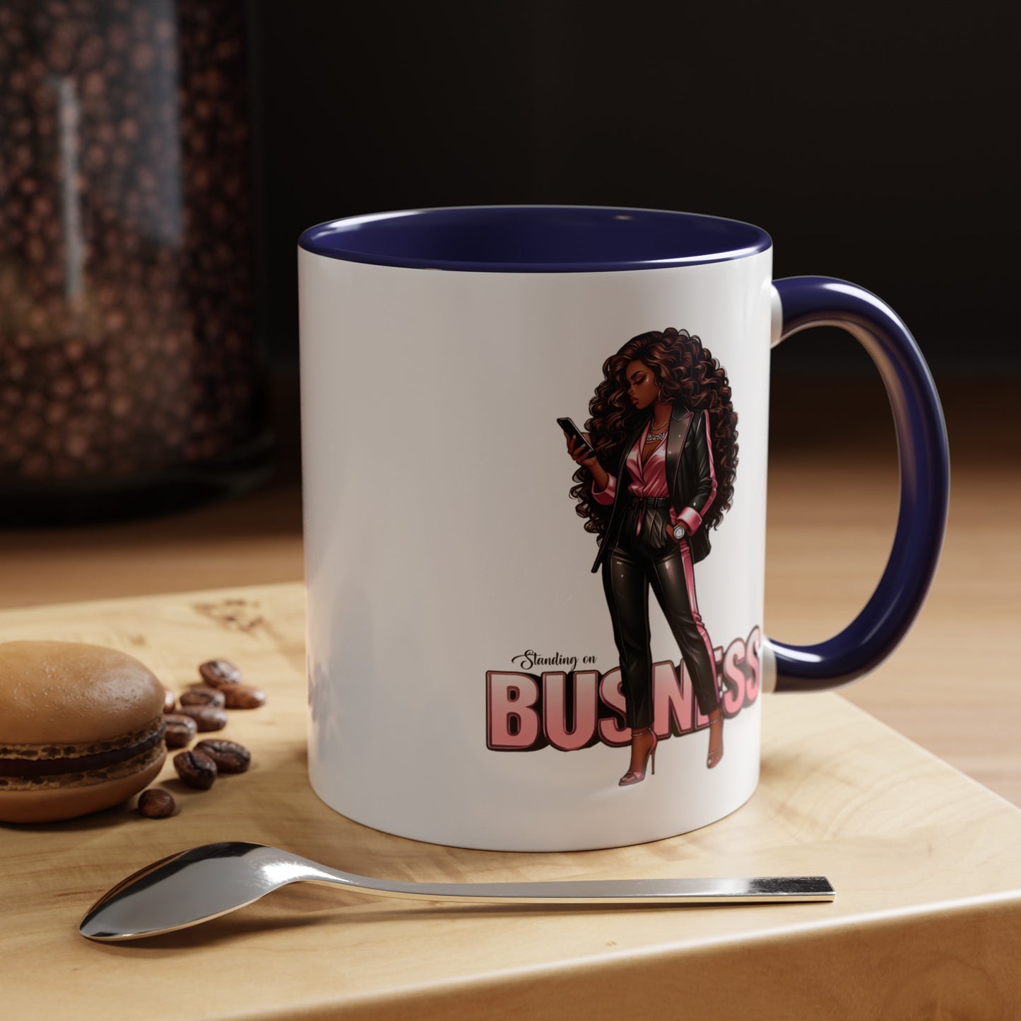 Standing on Business-Black Woman-Accent Coffee Mug (11, 15oz)