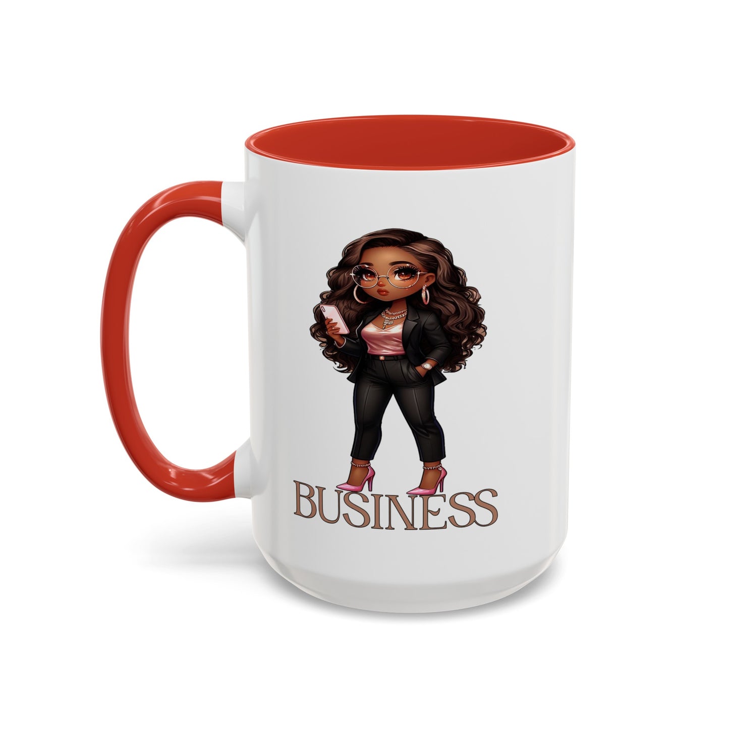 Standing on Business-Brown Woman-Accent Coffee Mug (11, 15oz)