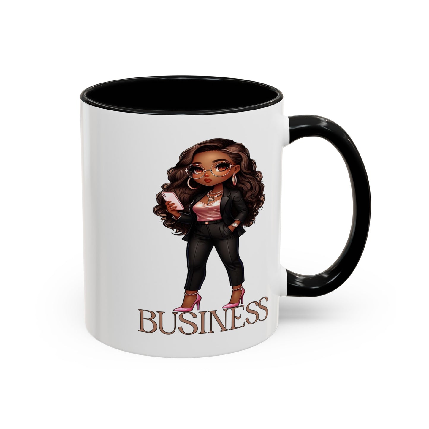 Standing on Business-Brown Woman-Accent Coffee Mug (11, 15oz)