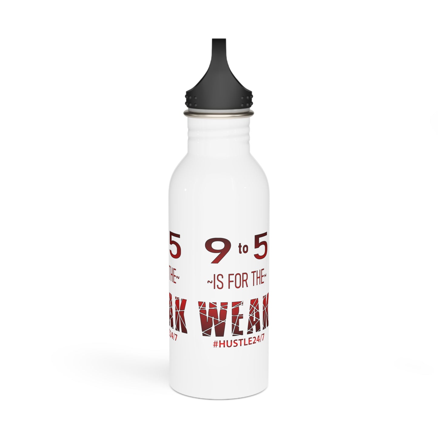 9 to 5-White Stainless Steel Water Bottle, 20oz