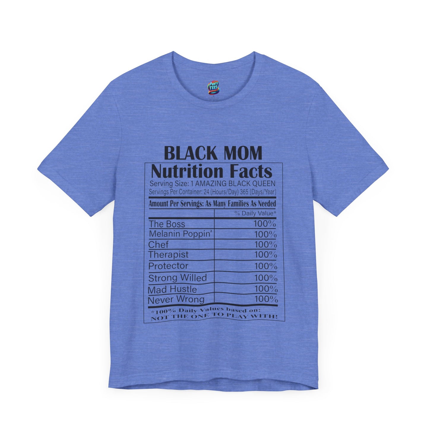 Black Mom Nutritional Facts-Jersey Knit T-Shirt