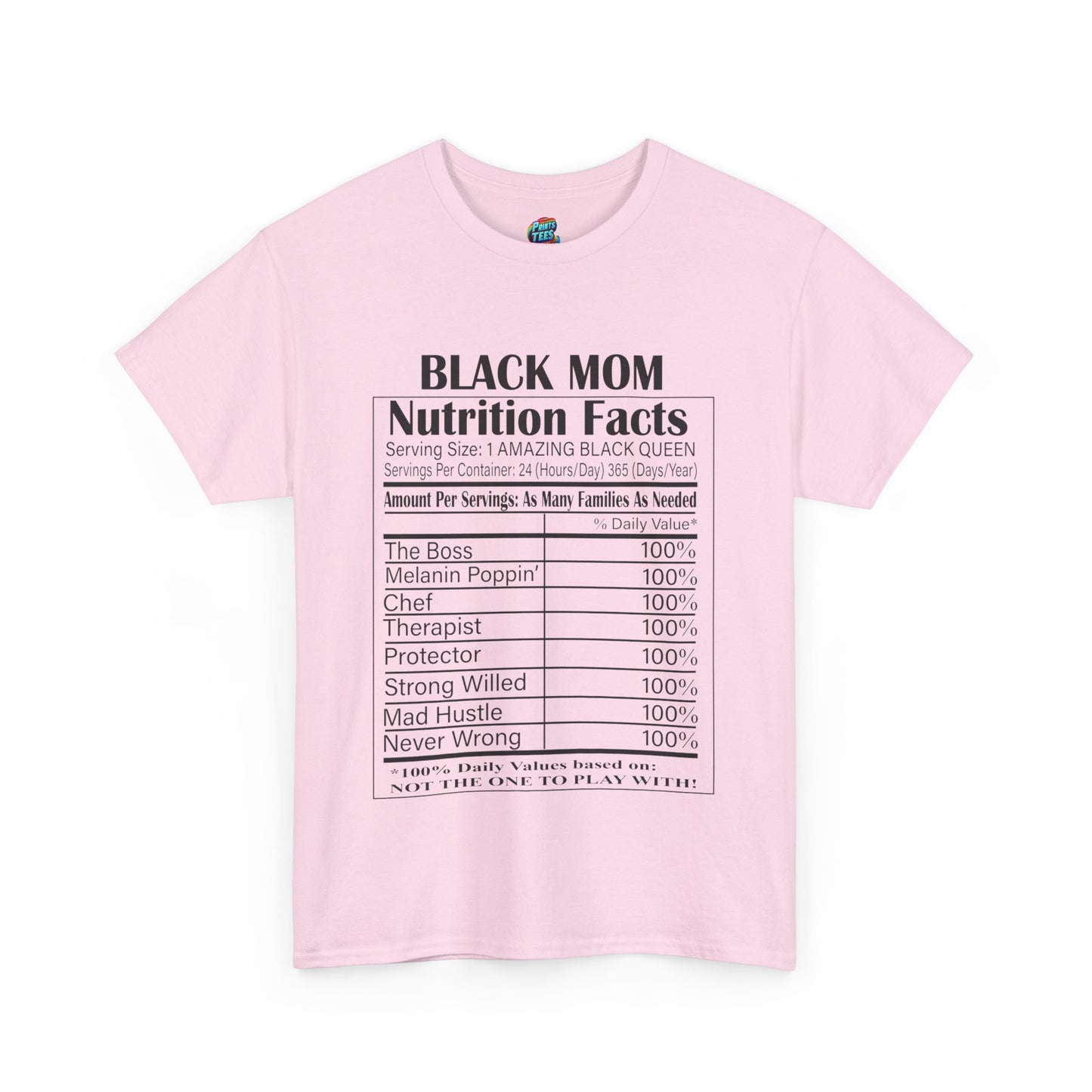 Black Mom Nutritional Facts-Heavy Cotton Classic Tee