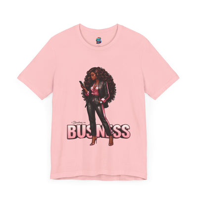 Standing on Business-Black Woman-Jersey Knit T-Shirt