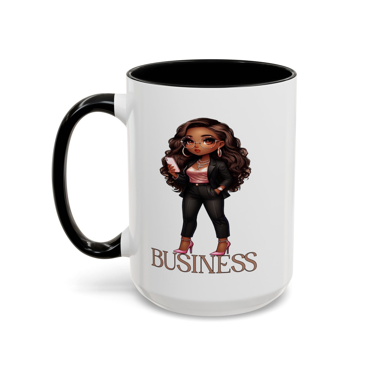 Standing on Business-Brown Woman-Accent Coffee Mug (11, 15oz)