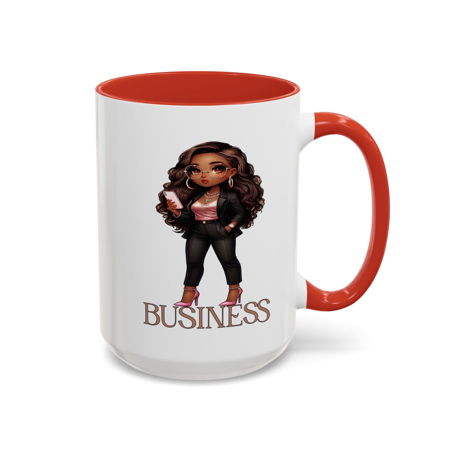 Standing on Business-Brown Woman-Accent Coffee Mug (11, 15oz)