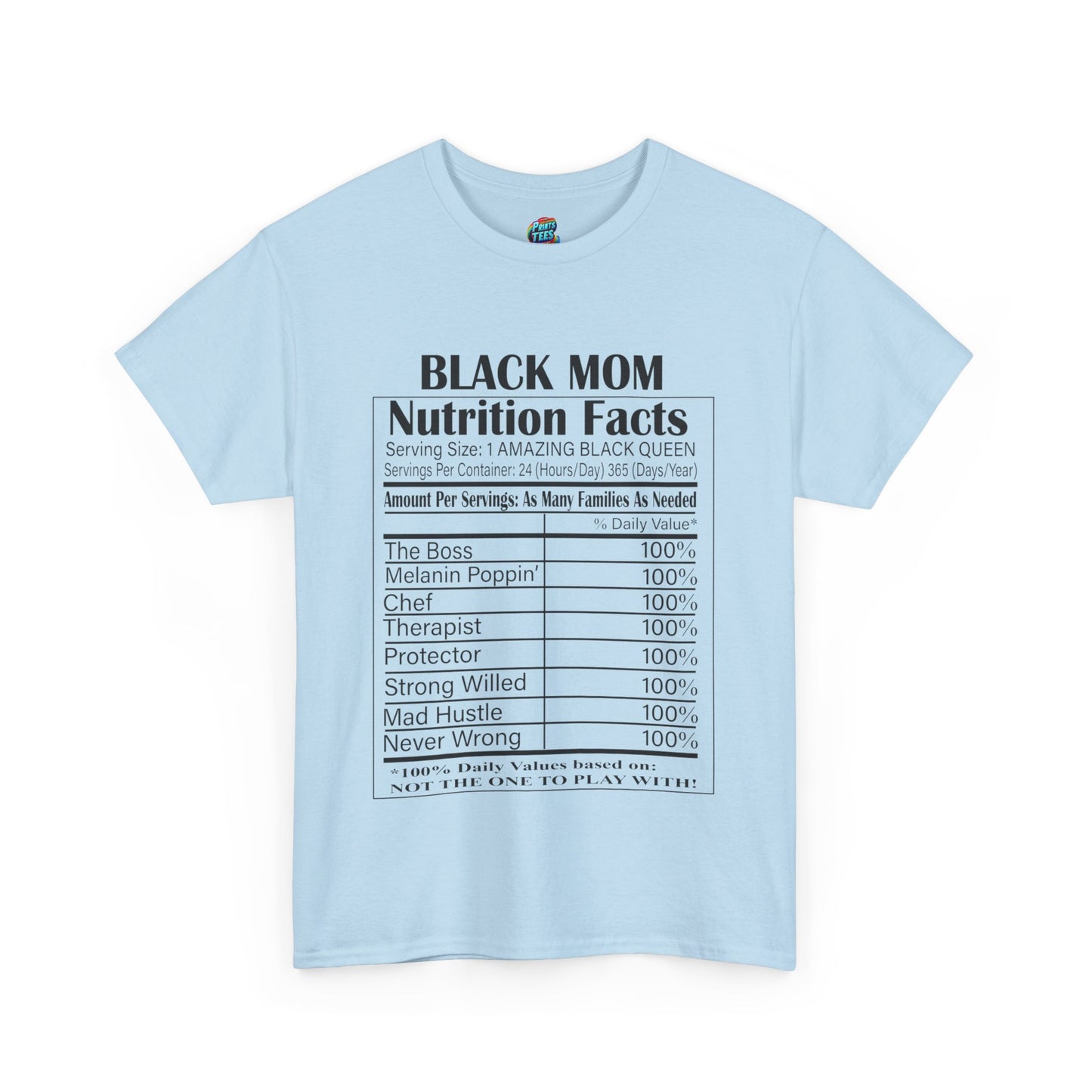 Black Mom Nutritional Facts-Heavy Cotton Classic Tee