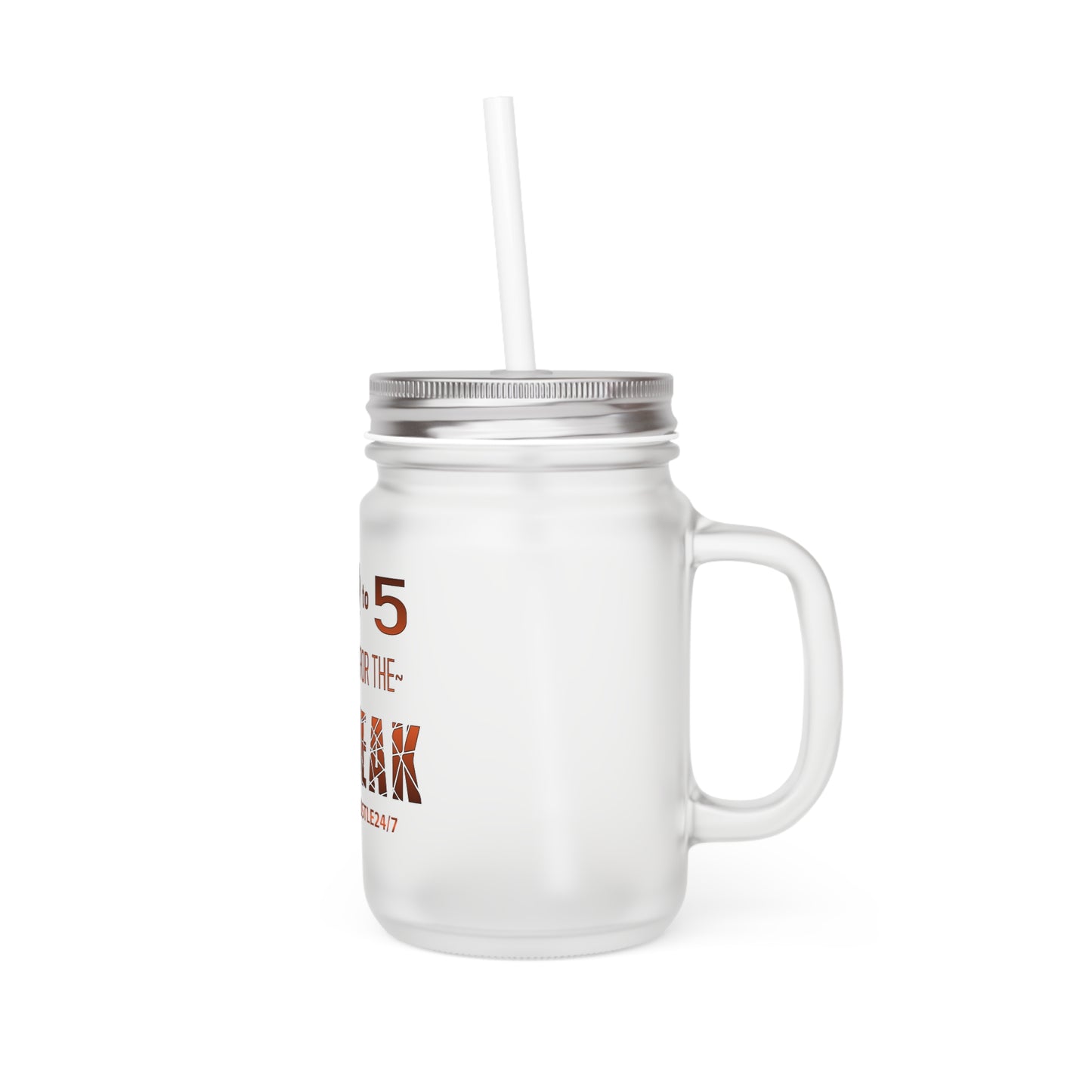 9 to 5-Frosted Mason Jar w/Straw, 12oz