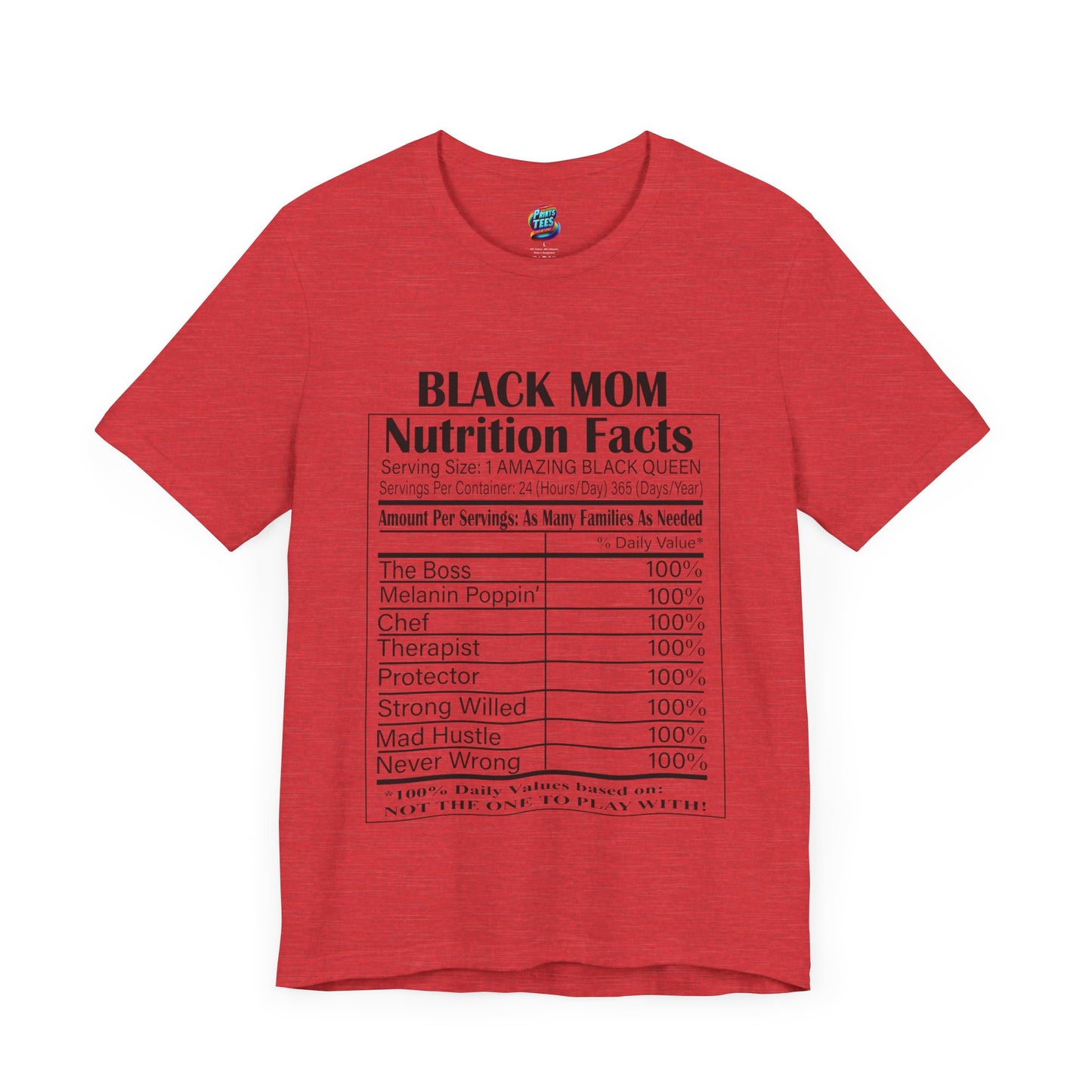 Black Mom Nutritional Facts-Jersey Knit T-Shirt