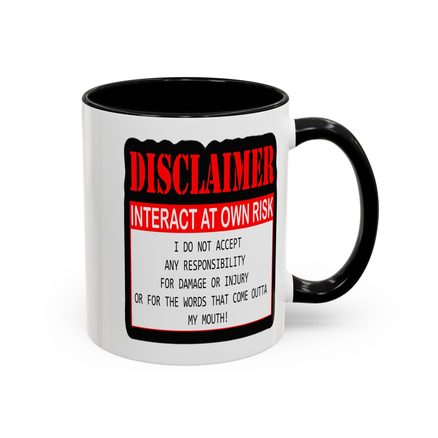 Interact at Own Risk-Accent Coffee Mug (11, 15oz)