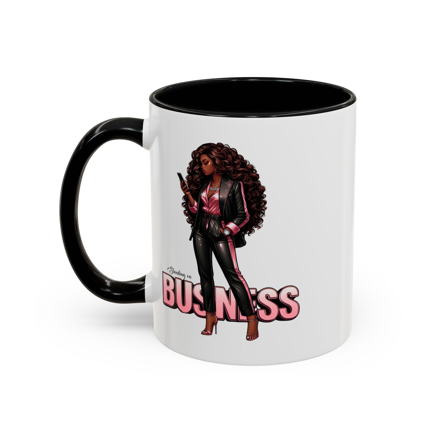 Standing on Business-Black Woman-Accent Coffee Mug (11, 15oz)