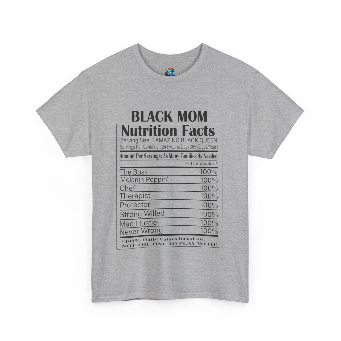 Black Mom Nutritional Facts-Heavy Cotton Classic Tee