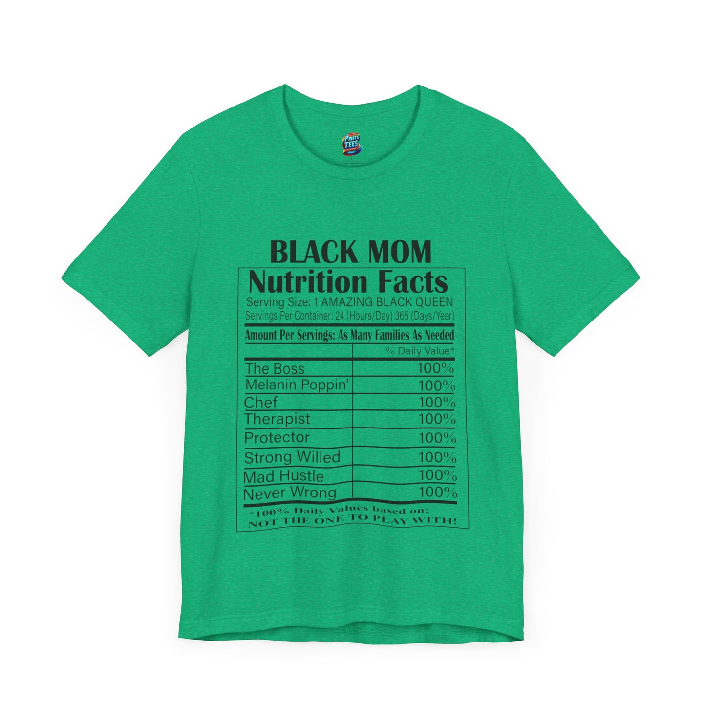 Black Mom Nutritional Facts-Jersey Knit T-Shirt