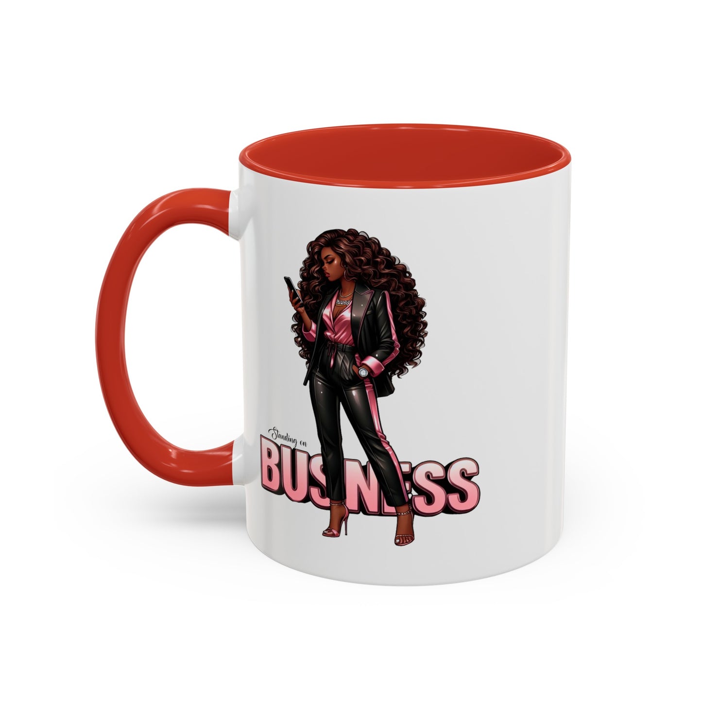 Standing on Business-Black Woman-Accent Coffee Mug (11, 15oz)