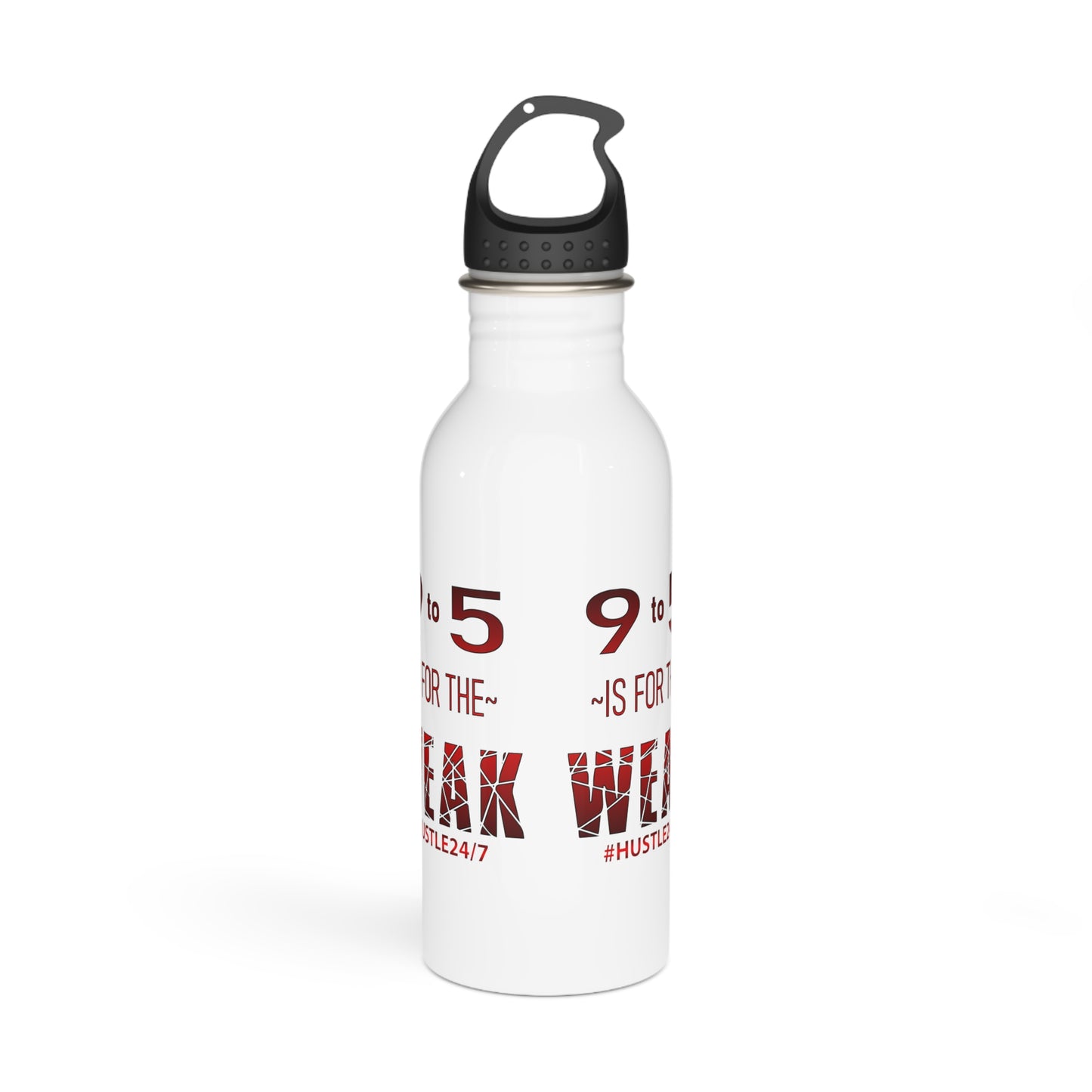 9 to 5-White Stainless Steel Water Bottle, 20oz