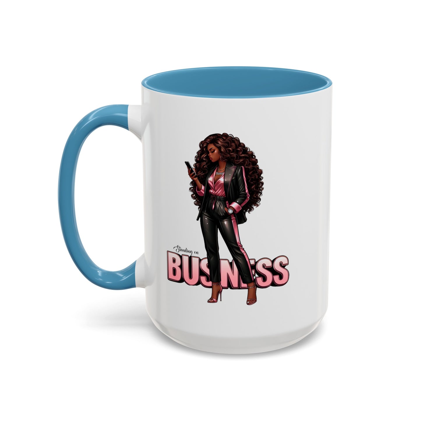 Standing on Business-Black Woman-Accent Coffee Mug (11, 15oz)