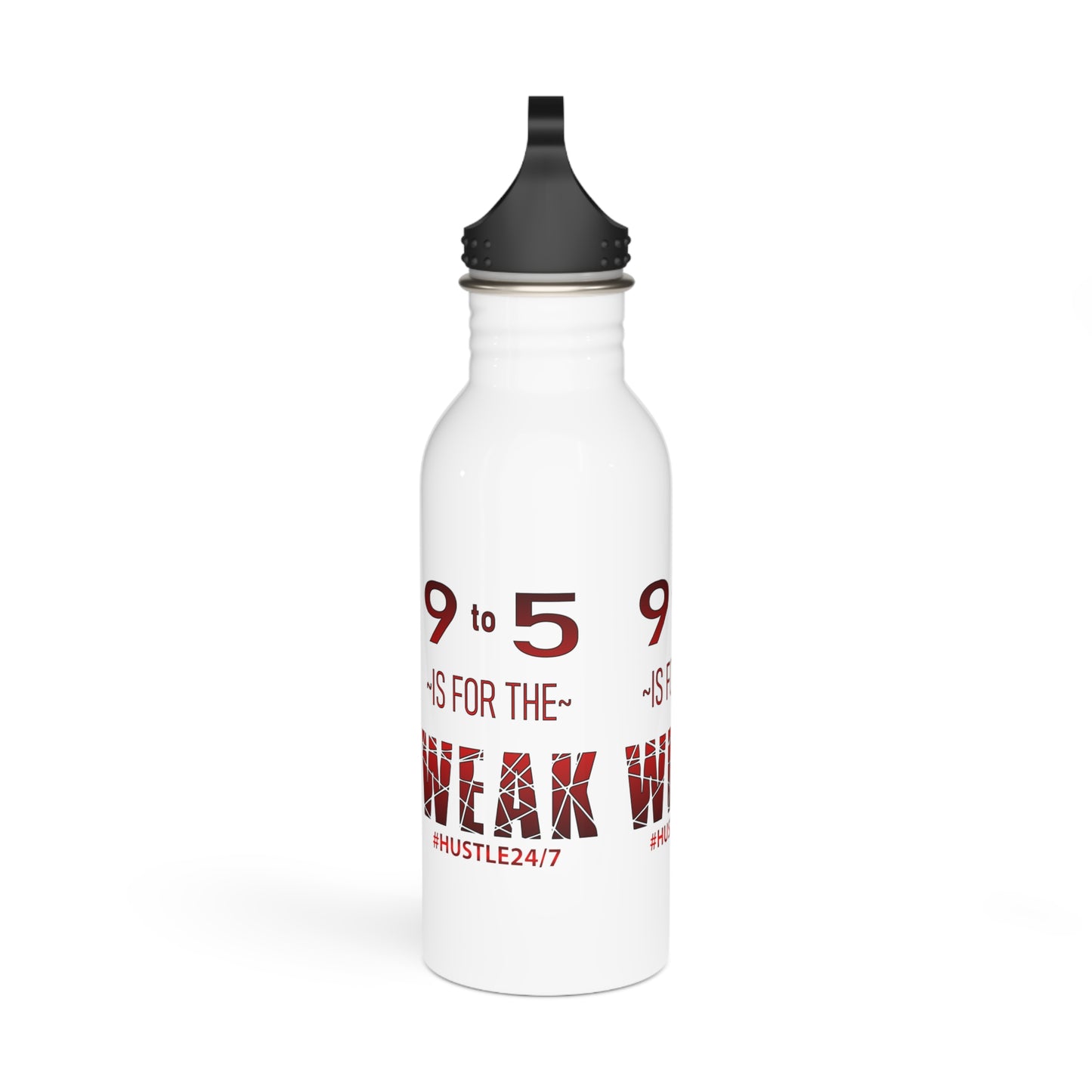 9 to 5-White Stainless Steel Water Bottle, 20oz