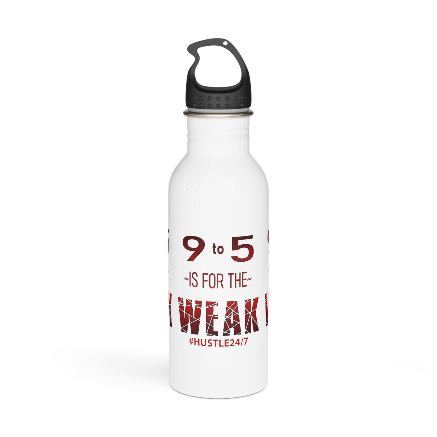 9 to 5-White Stainless Steel Water Bottle, 20oz