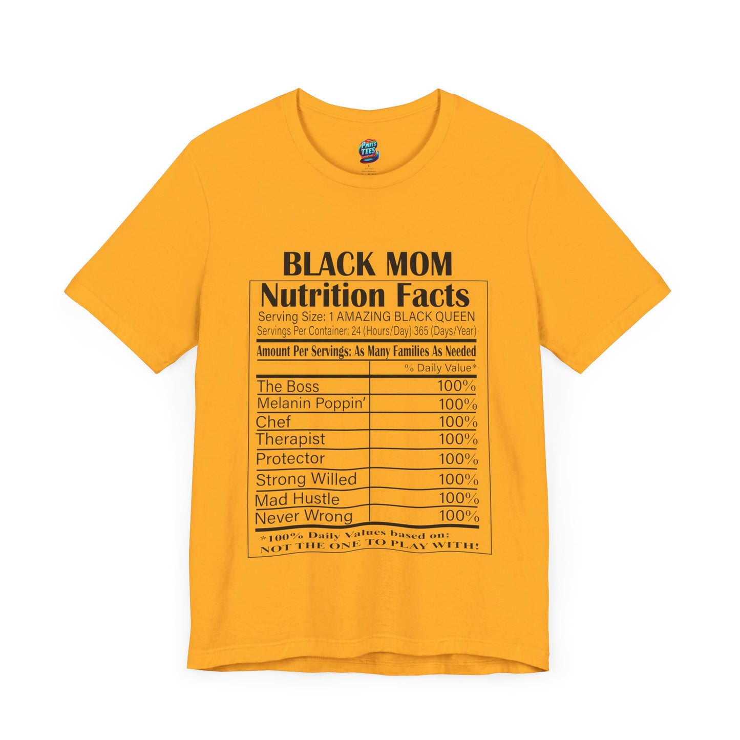 Black Mom Nutritional Facts-Jersey Knit T-Shirt