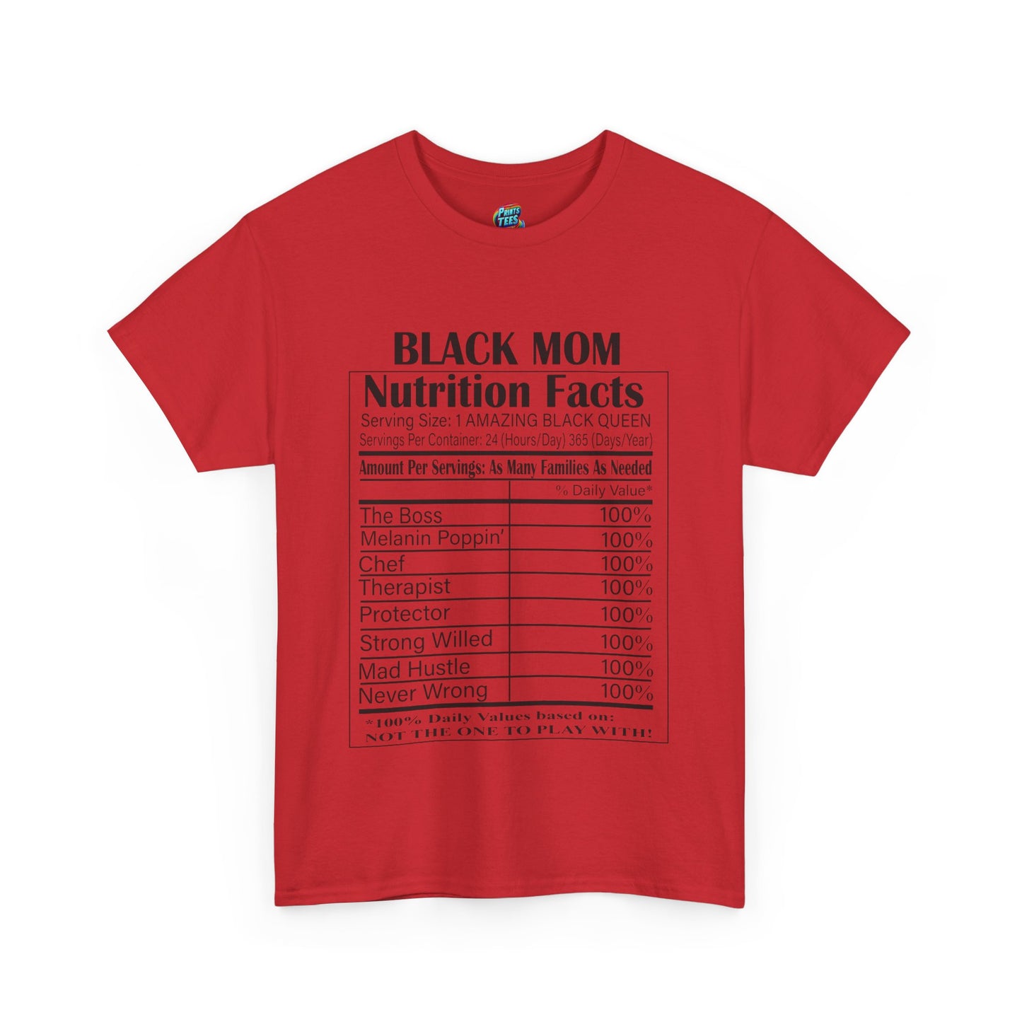 Black Mom Nutritional Facts-Heavy Cotton Classic Tee