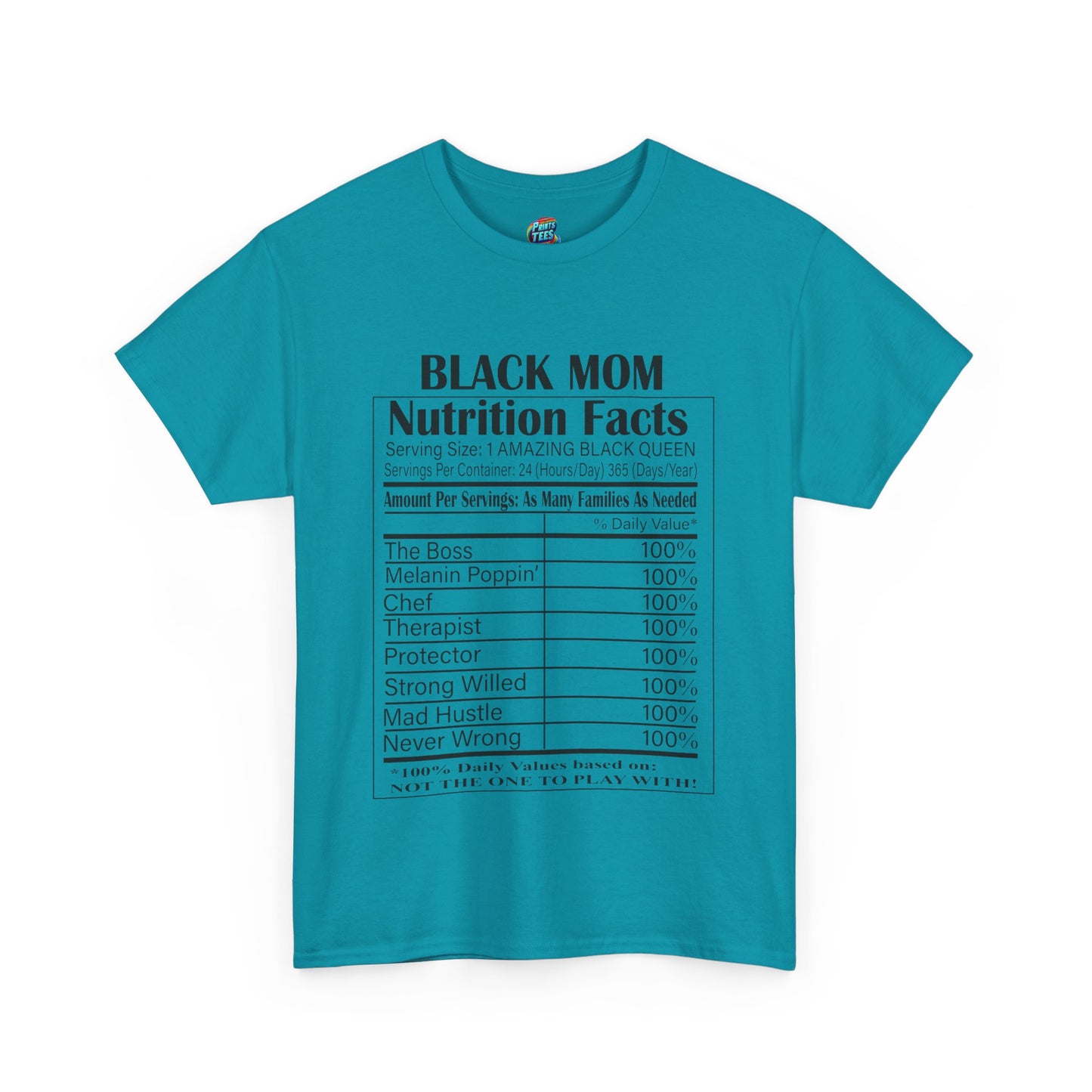 Black Mom Nutritional Facts-Heavy Cotton Classic Tee