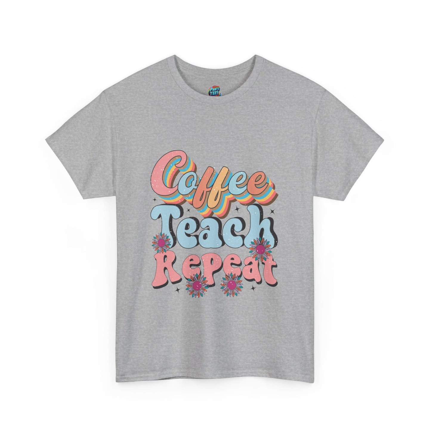 Coffee-Teach-Repeat-Heavy Cotton Classic Tee